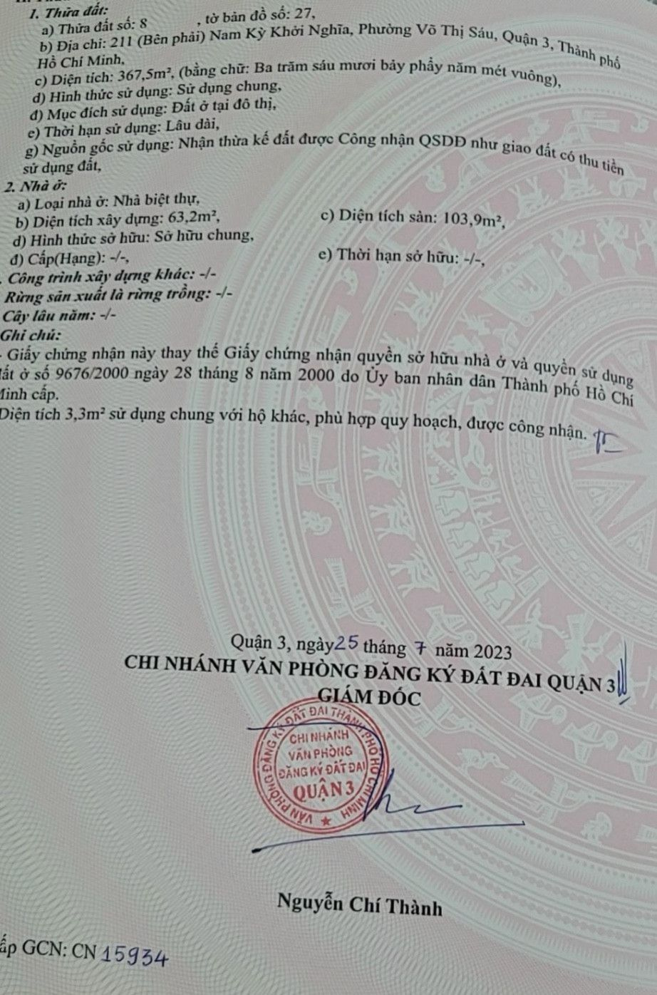 Bán nhà 211Thửa: 8Tờ: 27 Nam Kỳ Khởi Nghĩa Phường Xuân Hòa - Hinh 3