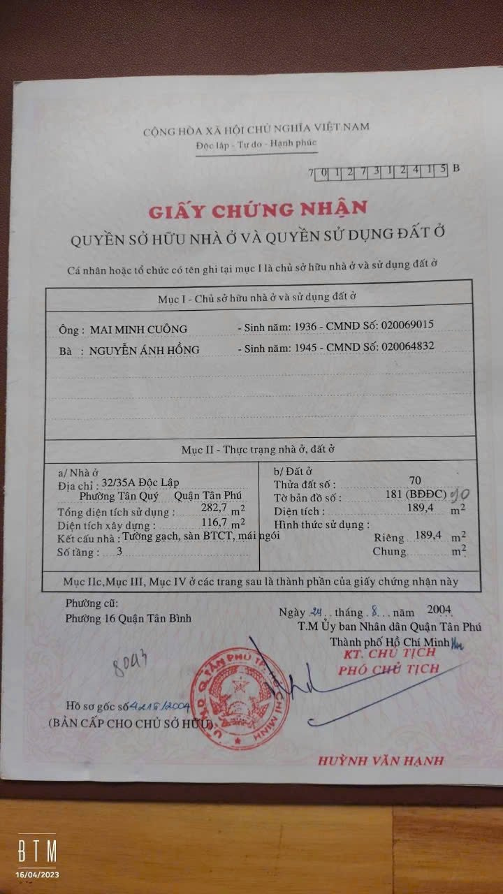 Bán Nhà 165 Độc Lập Phường Tân Sơn Nhì - Hinh 5