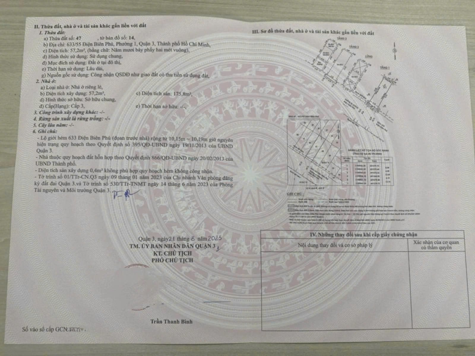 Bán Nhà 633/55Thửa: 47Tờ: 14 Điện Biên Phủ Phường Bàn Cờ - Hinh 2
