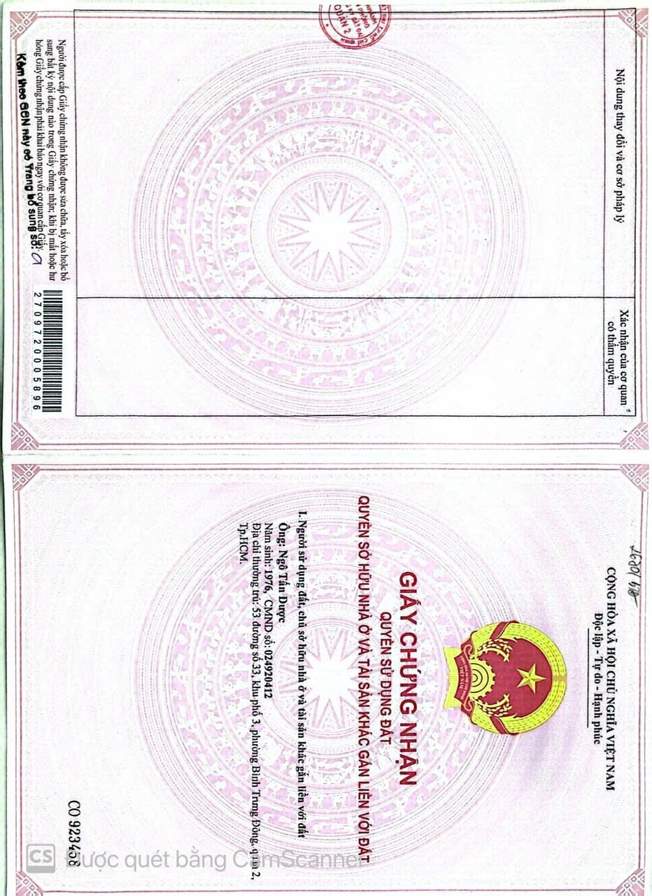 Bán Nhà 53Thửa: 229Tờ: 3 Số 33 Phường Bình Trưng - Hinh 3