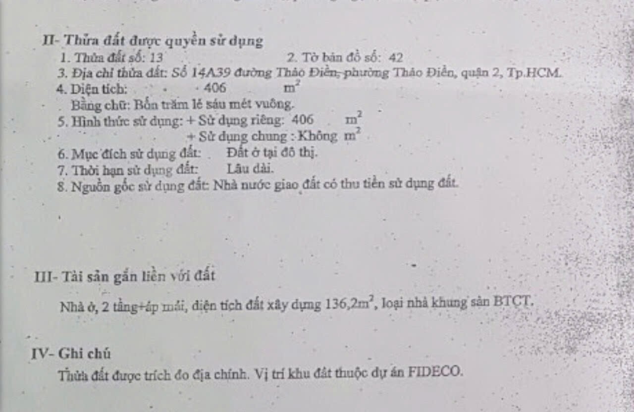 Bán nhà 14A39Thửa: 13Tờ: 42 Thảo Điền Phường An Khánh - Hinh 1