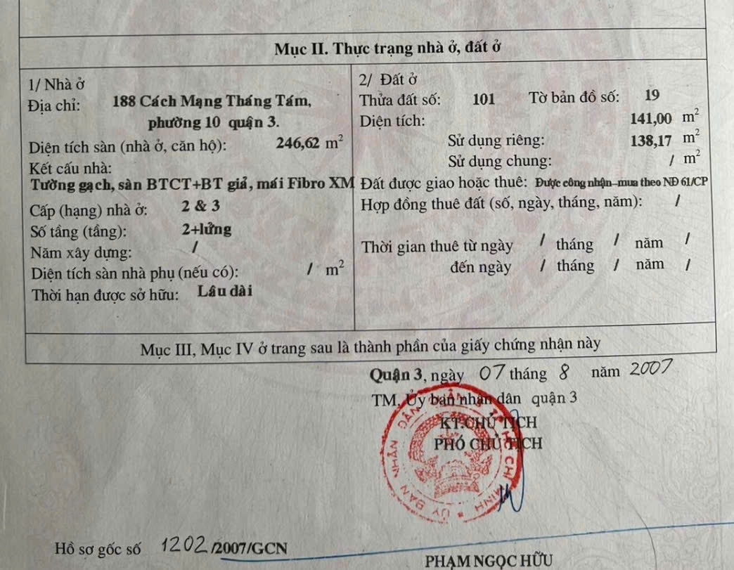 Bán nhà 188 Cách Mạng Tháng Tám Quận 3 - Hinh 2