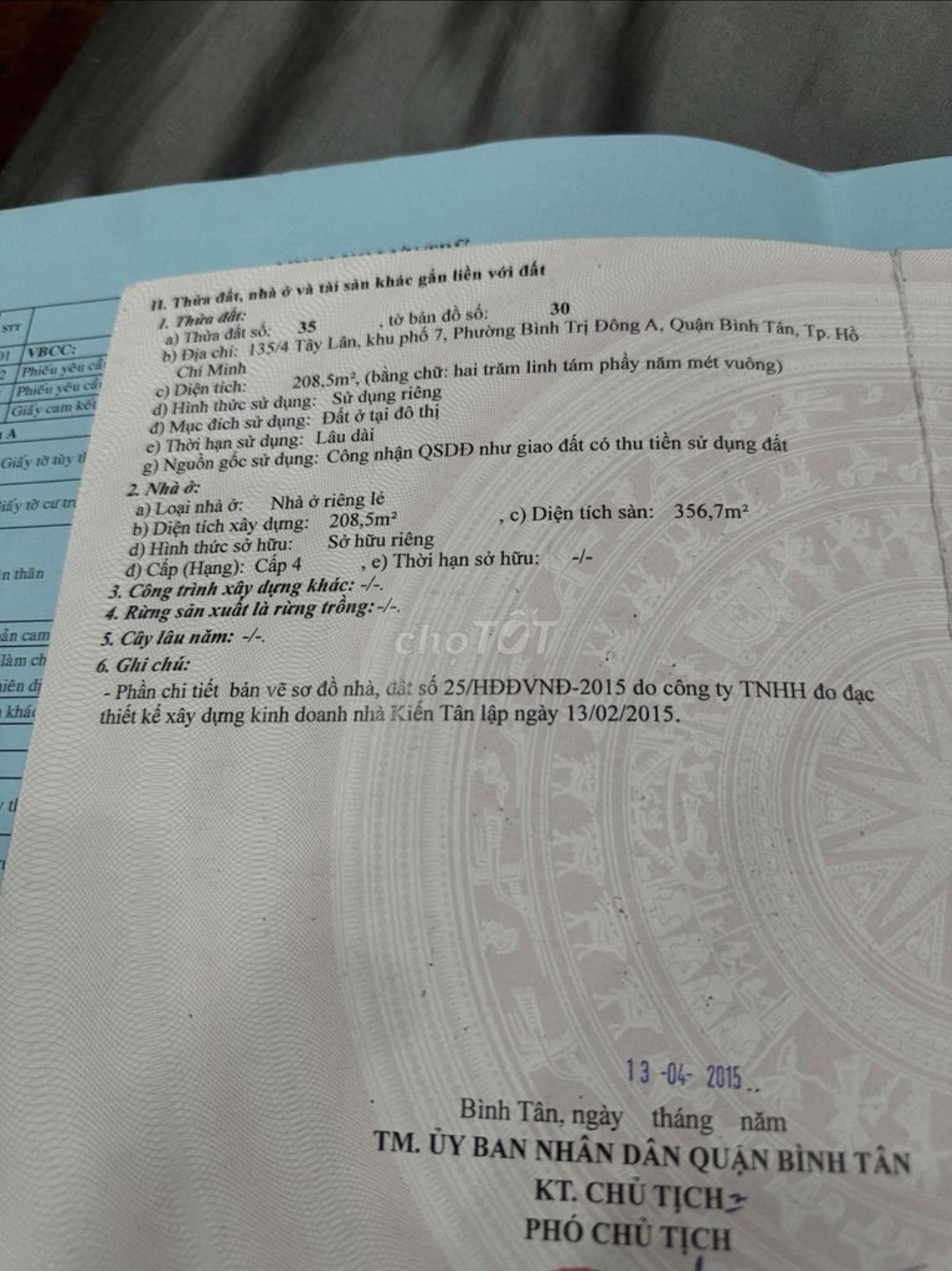 Bán nhà 135/4 Tây Lân Phường Bình Tân - Hinh 2