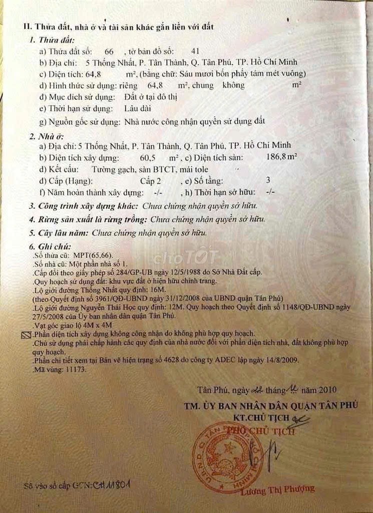 Bán nhà 5 Thống Nhất Phường Phú Thọ Hòa - Hinh 10