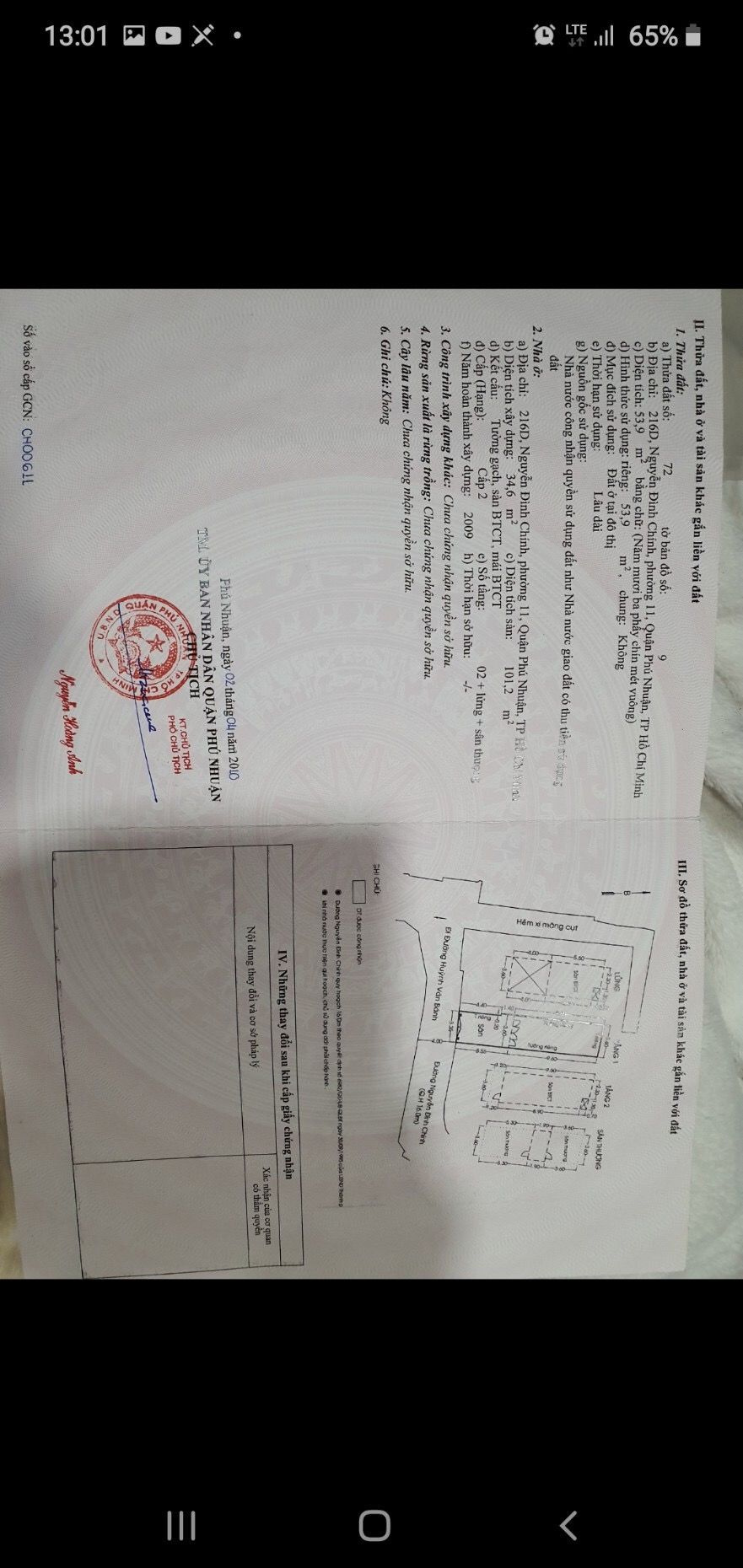 Bán nhà 216DThửa: 72Tờ: 9 Nguyễn Đình Chính Phường Phú Nhuận - Hinh 2