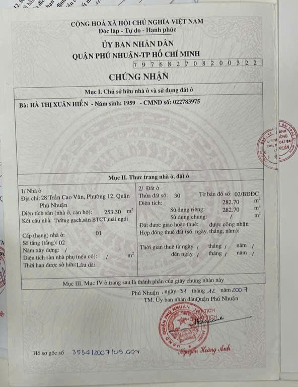 Bán nhà 28 Trần Cao Vân Phường Phú Nhuận - Hinh 3