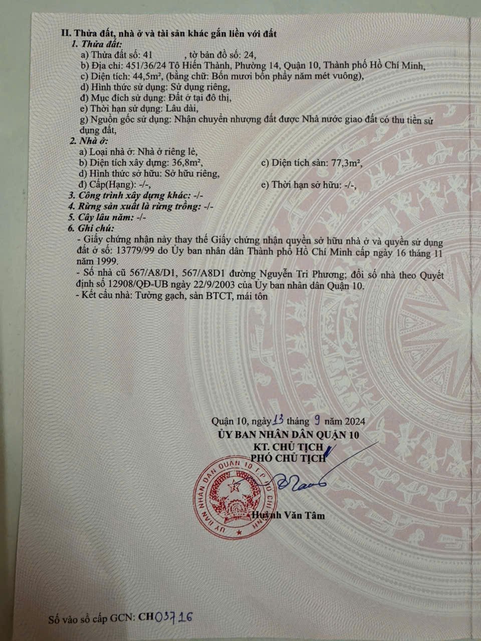 Bán Nhà 451/36/24 Tô Hiến Thành Phường Diên Hồng - Hinh 5