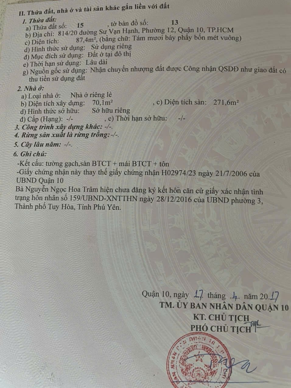 Bán Nhà 814/20Thửa: 15Tờ: 13 Sư Vạn Hạnh Phường Hòa Hưng - Hinh 1
