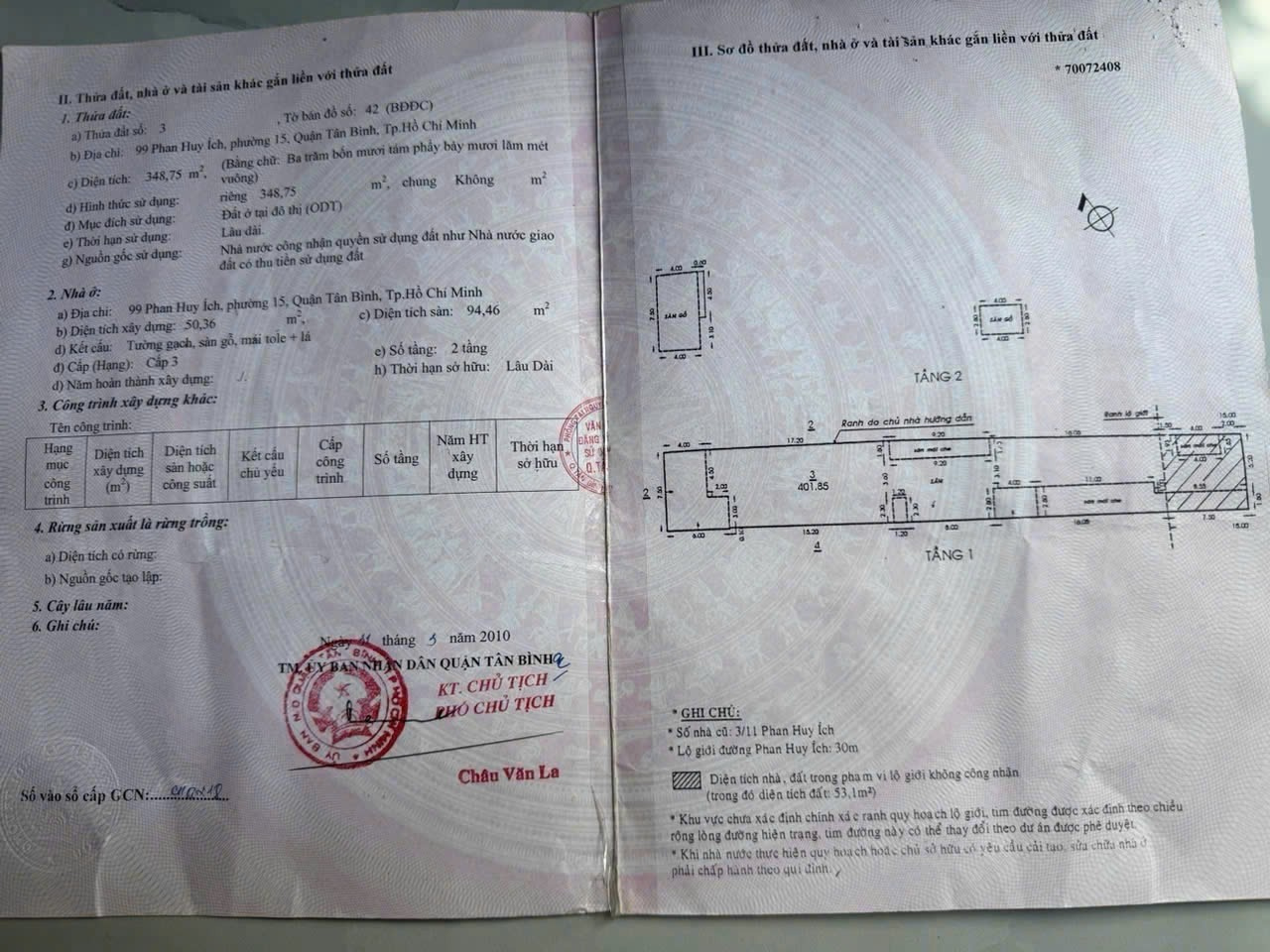 Bán nhà 99-101 Phan Huy Ích Phường Tân Bình - Hinh 2