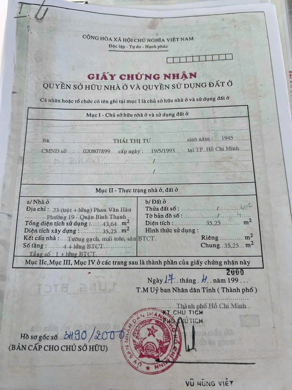 Bán nhà 42 Phan Văn Hân Phường Thạnh Mỹ Tây - Hinh 3