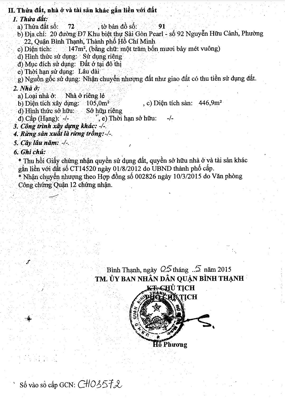 Bán nhà 18-20 D7 (Saigon Pearl) Phường Thạnh Mỹ Tây - Hinh 1