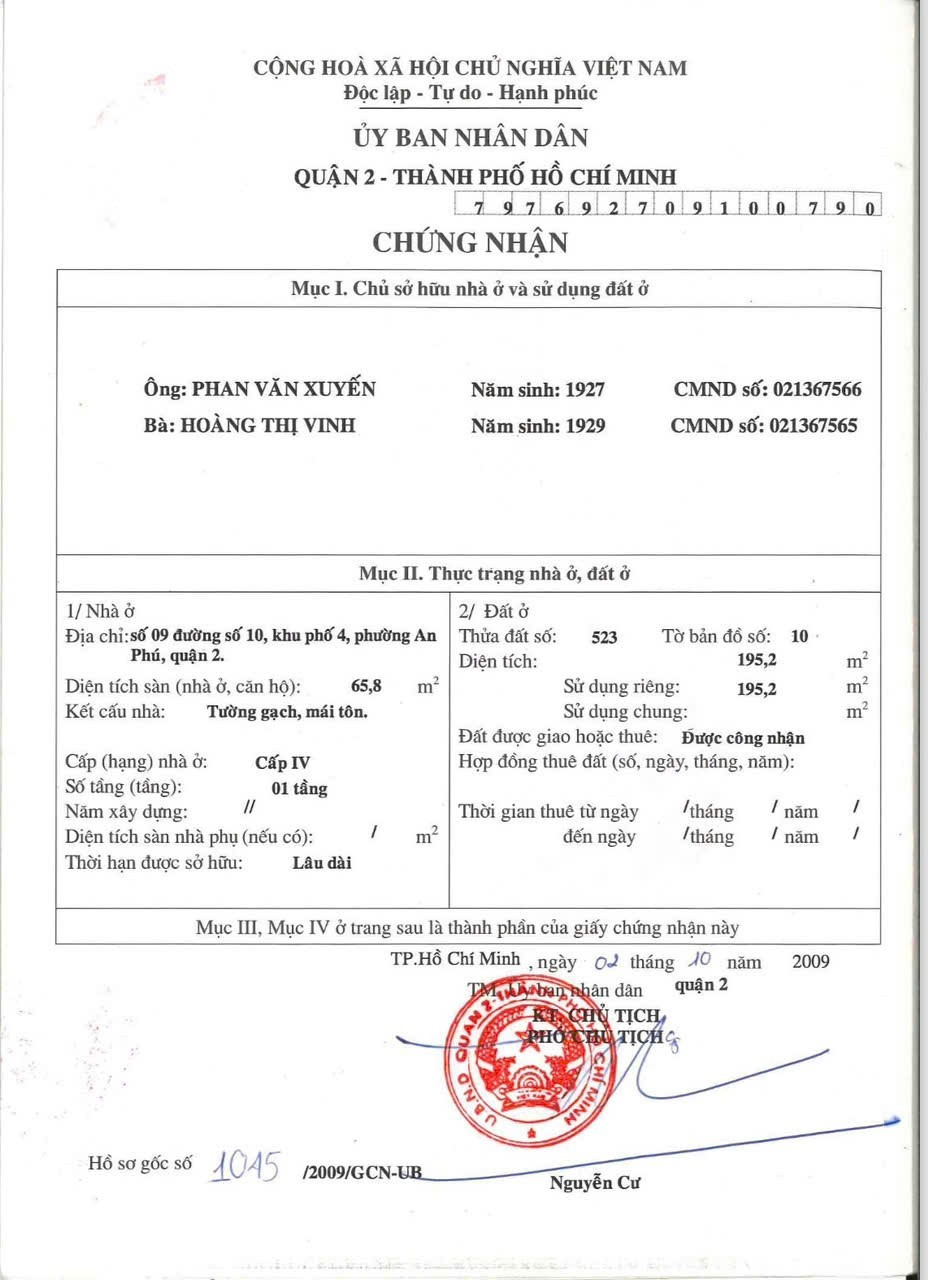 Bán nhà 9Thửa: 523Tờ: 10 Số 10 Phường Long Trường - Hinh 3