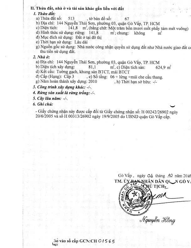 Bán nhà 144 Nguyễn Thái Sơn Phường Hạnh Thông - Hinh 4