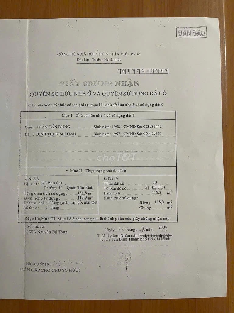 Bán nhà 242 Bàu Cát Phường Bảy Hiền - Hinh 4
