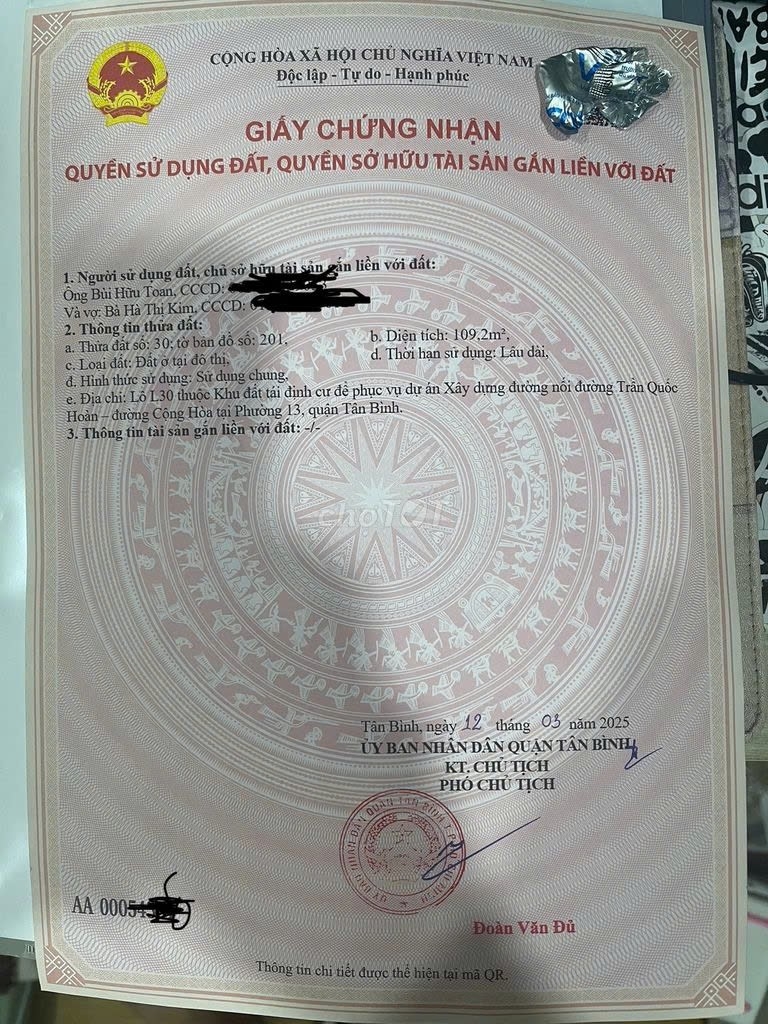 Bán nhà L30Thửa: 30Tờ: 201 Trần Quốc Hoàn Phường Tân Bình - Hinh 3