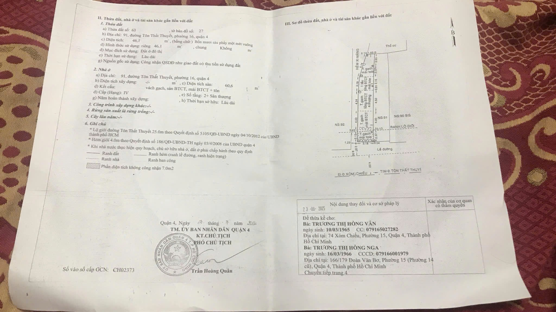 Bán nhà 91 Tôn Thất Thuyết Phường Xóm Chiếu - Hinh 1