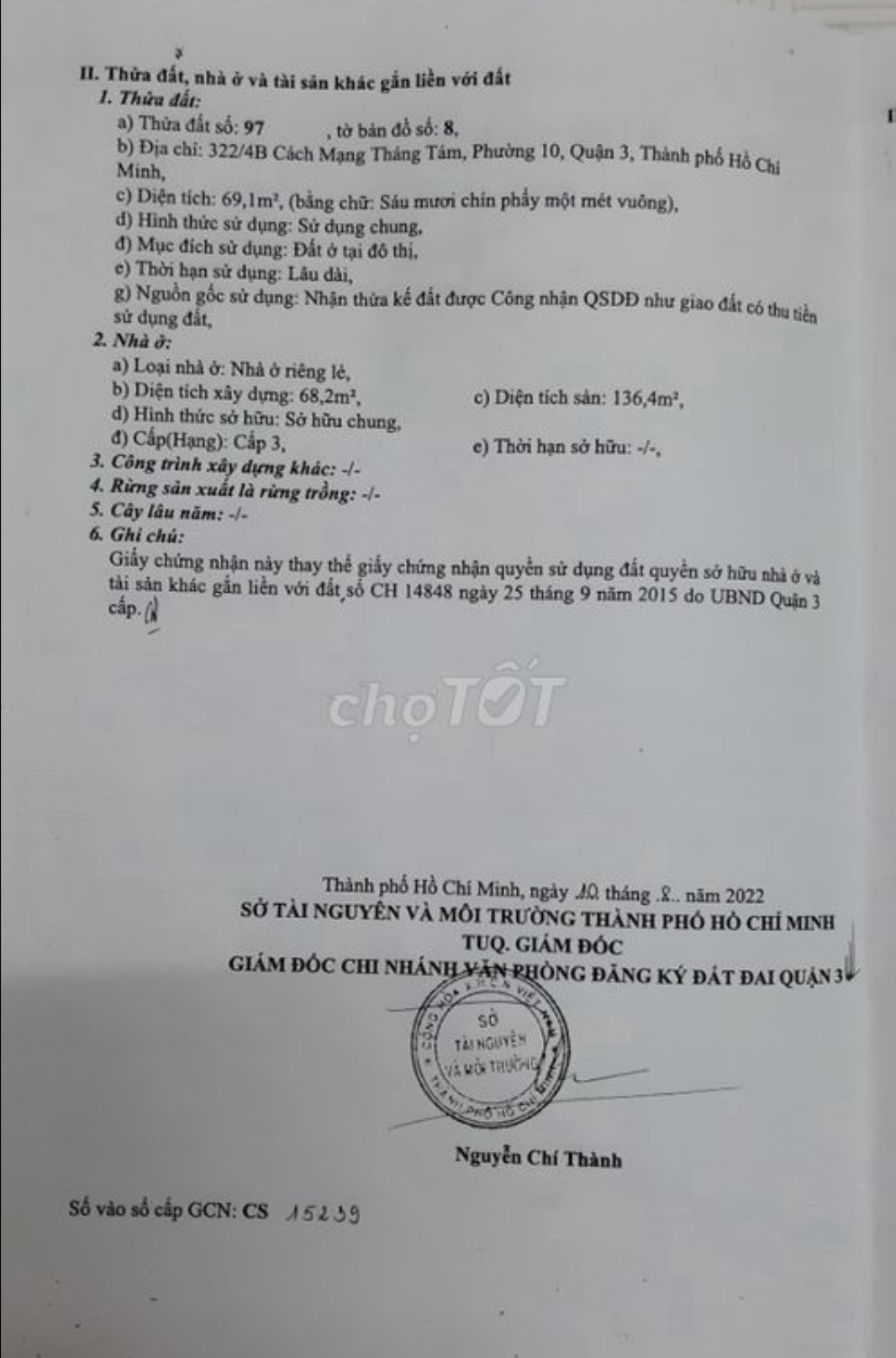 Bán nhà 322/4B Cách Mạng Tháng Tám Quận 3 - Hinh 3
