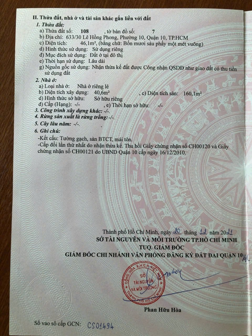 Bán Nhà 633/30 Lê Hồng Phong Phường Vườn Lài - Hinh 3