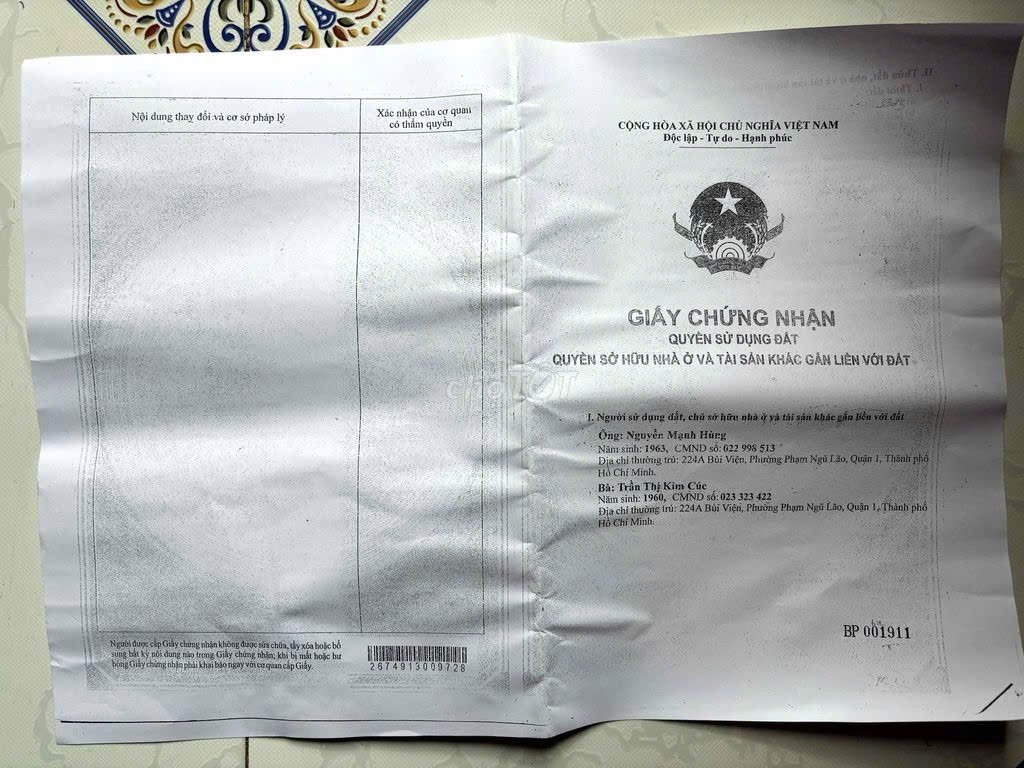 Bán Nhà 224AThửa: 345Tờ: 11 Bùi Viện Phường Bến Thành - Hinh 2