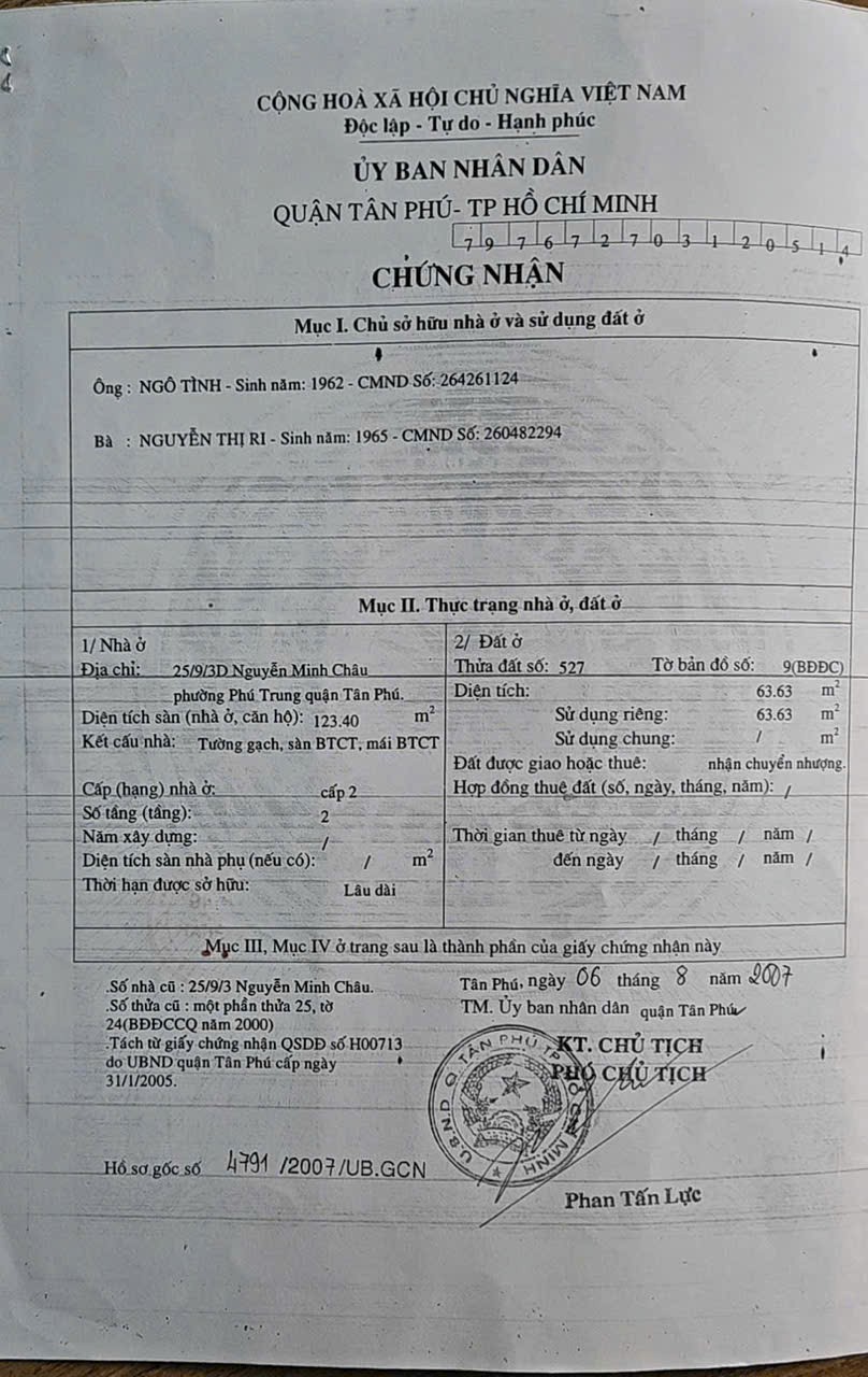 Bán nhà 25/9/3D Nguyễn Minh Châu Phường Tân Phú - Hinh 2