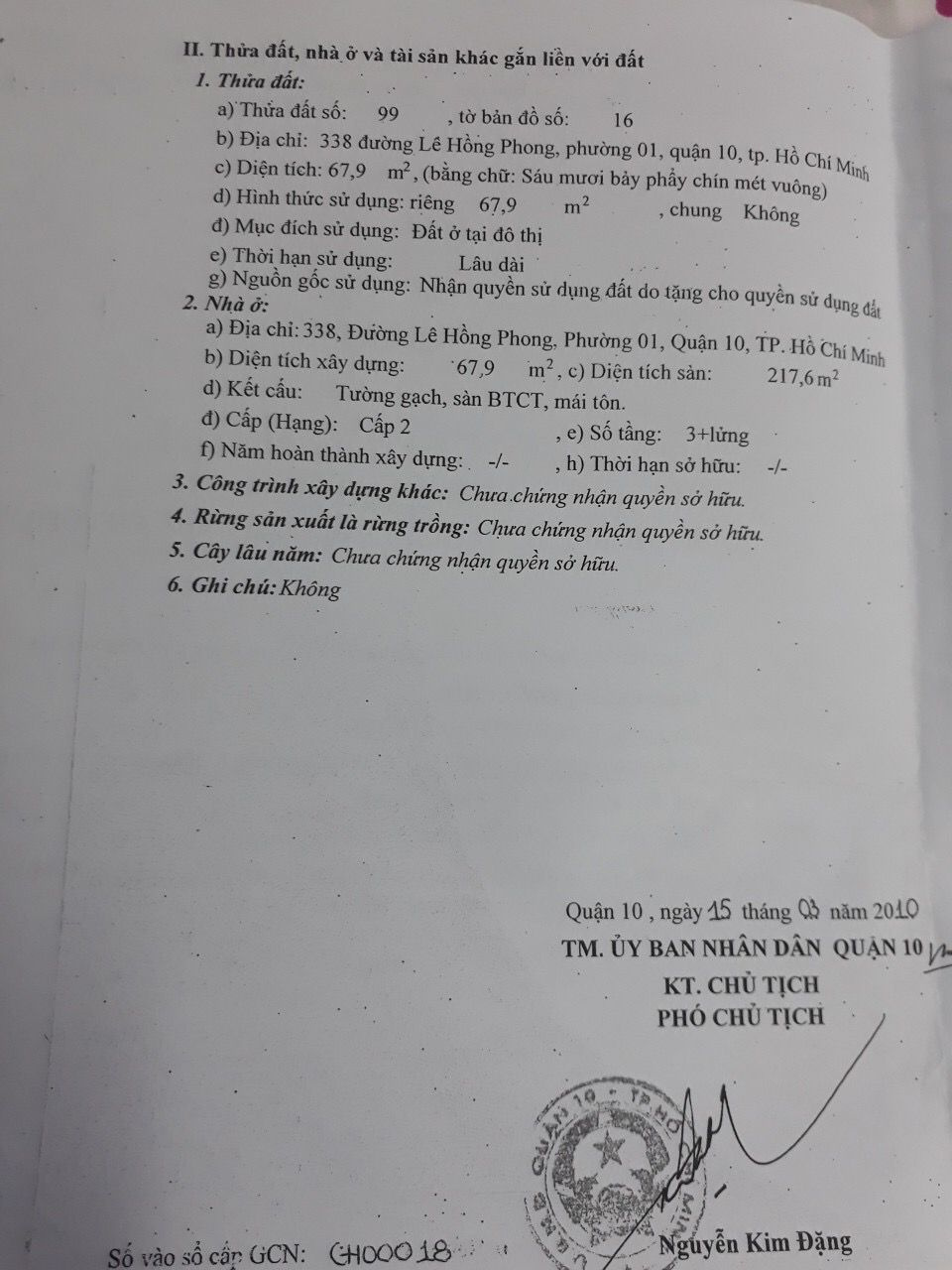 Bán nhà 338 Lê Hồng Phong Phường Vườn Lài - Hinh 5