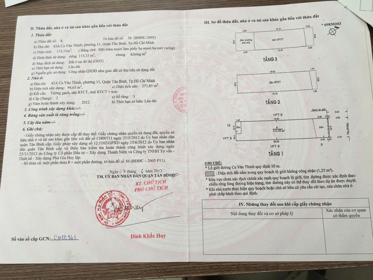 Bán nhà 43A Ca Văn Thỉnh Phường Bảy Hiền - Hinh 1