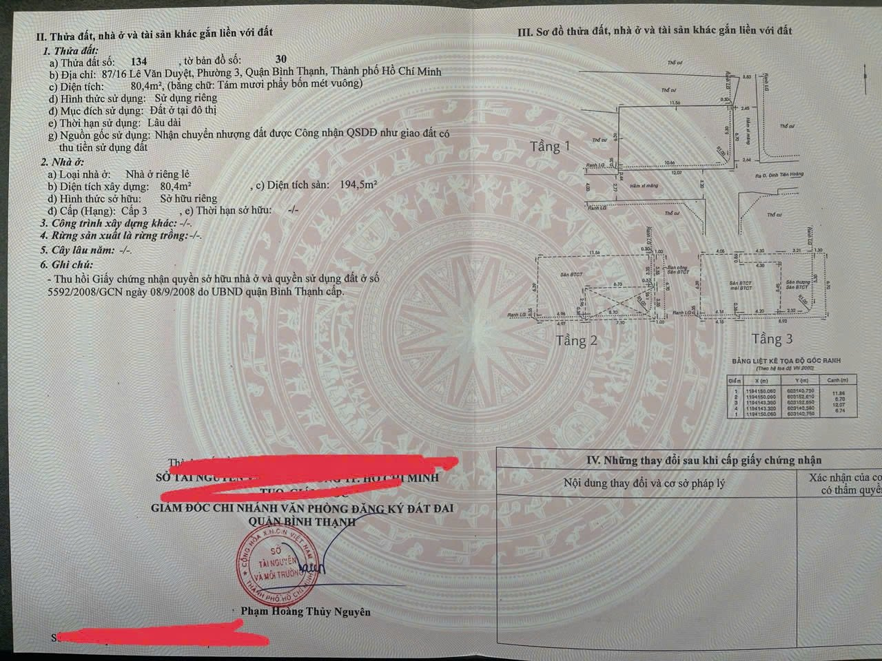 Bán Nhà 87/16Thửa: 134Tờ: 30 Lê Văn Duyệt Bình Thạnh - Hinh 3