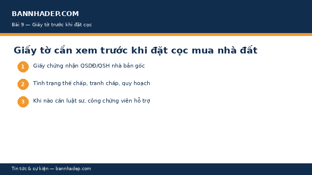 Checklist giấy tờ kiểm tra trước khi đặt cọc