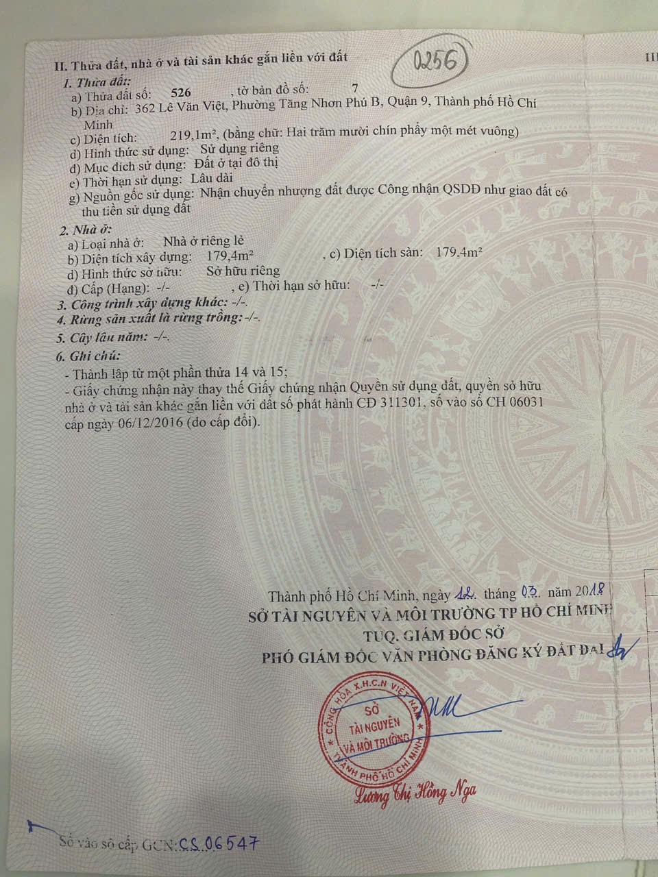 Bán Nhà 362Thửa: 526Tờ: 7 Lê Văn Việt Phường Tăng Nhơn Phú - Hinh 3