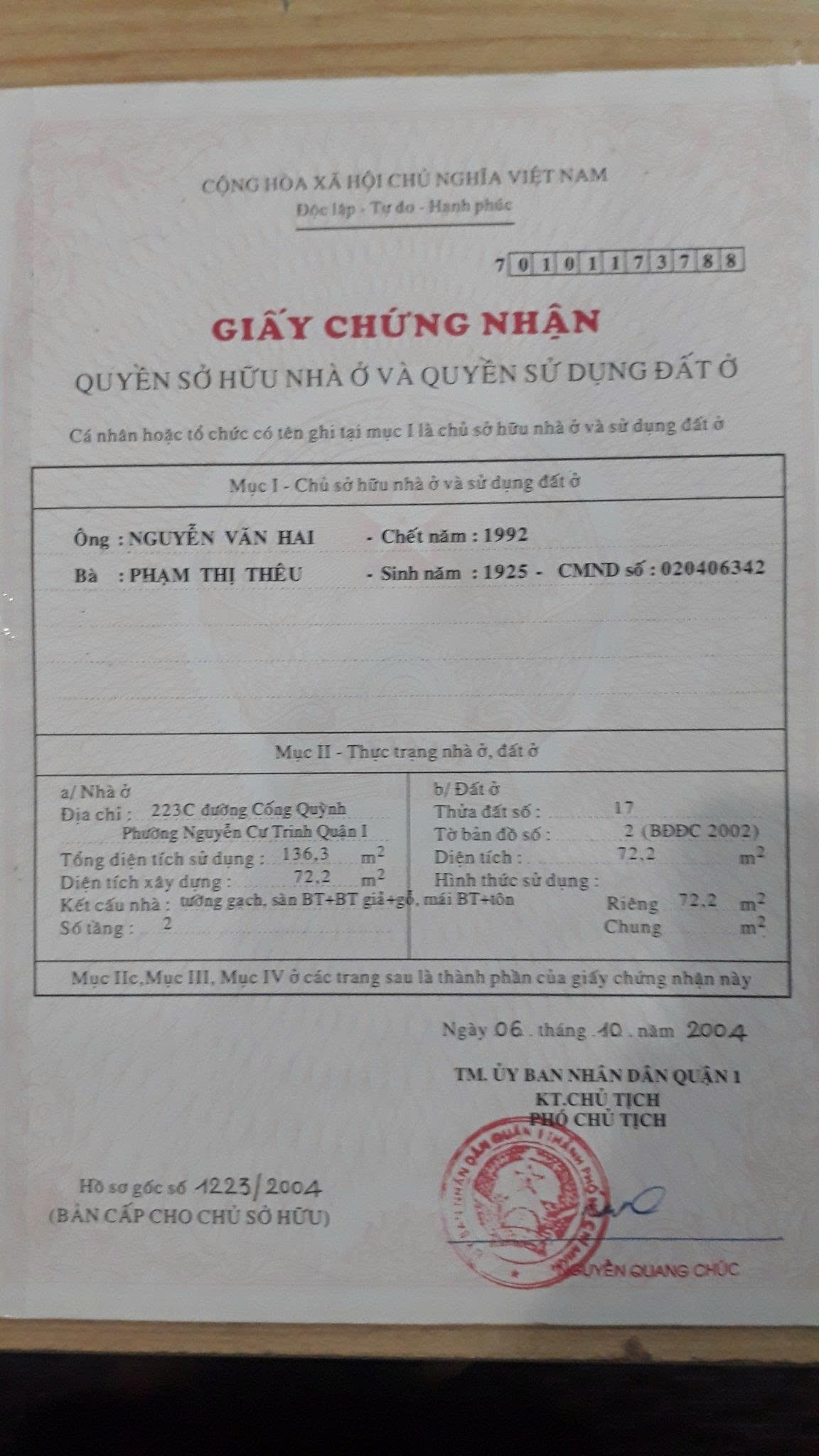 Bán Nhà 223A Cống Quỳnh Phường Cầu Ông Lãnh - Hinh 5
